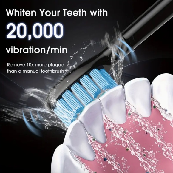 B995 (Pack of 2) Black Diamond Ultra Sonic Electric Toothbrush Bonus Brush Heads - Picture 3 of 4